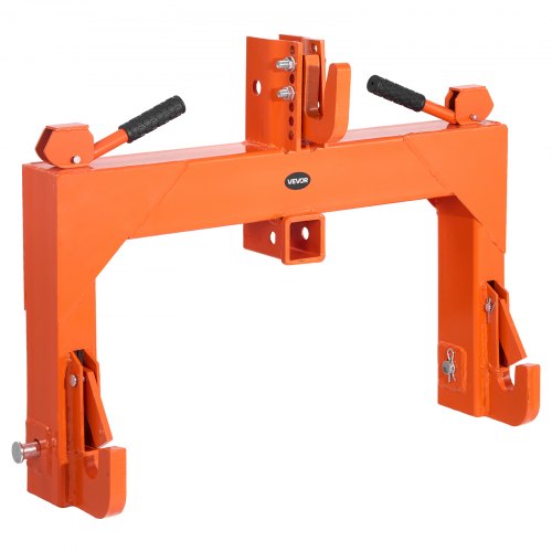 Enganche rápido de 3 puntos VEVOR con receptor de 2 pulgadas, capacidad de elevación de 3000 lb, enganche de 3 puntos con perno ajustable de 5 niveles, apto para tractores de categoría 1 y 2, accesorios de 3 puntos de alta resistencia, color naranja