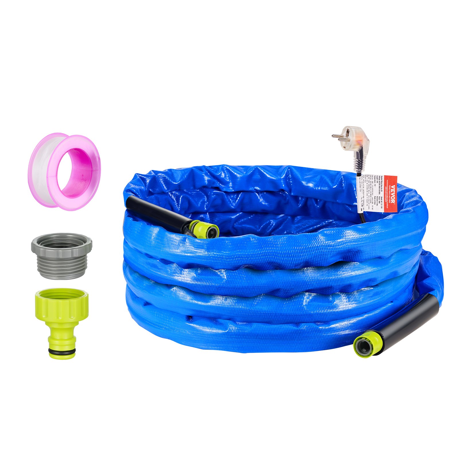 Manguera de agua caliente VEVOR de 7,6 m para autocaravanas, con cubierta corrugada, anticongelante hasta -45 °F, autorregulación automática, diámetro interior de 16,8 mm con adaptador GHT de 19,3 mm, libre de plomo y BPA.