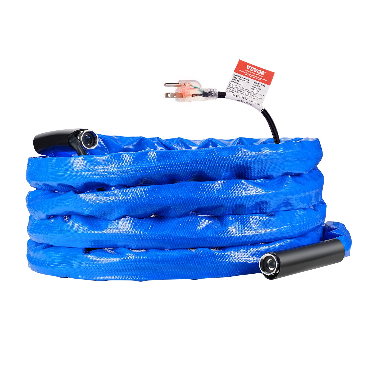 Manguera de agua caliente VEVOR de 9 m para autocaravanas, con cubierta corrugada, anticongelante hasta -45 °F, autorregulación automática, diámetro interior de 16 mm con adaptador GHT de 19 mm, libre de plomo y BPA.