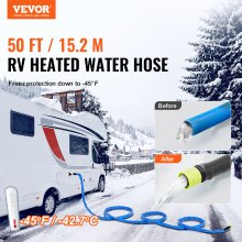 Manguera de agua caliente VEVOR de 50 pies para RV, manguera de agua potable calentada anticongelante de -45 ℉