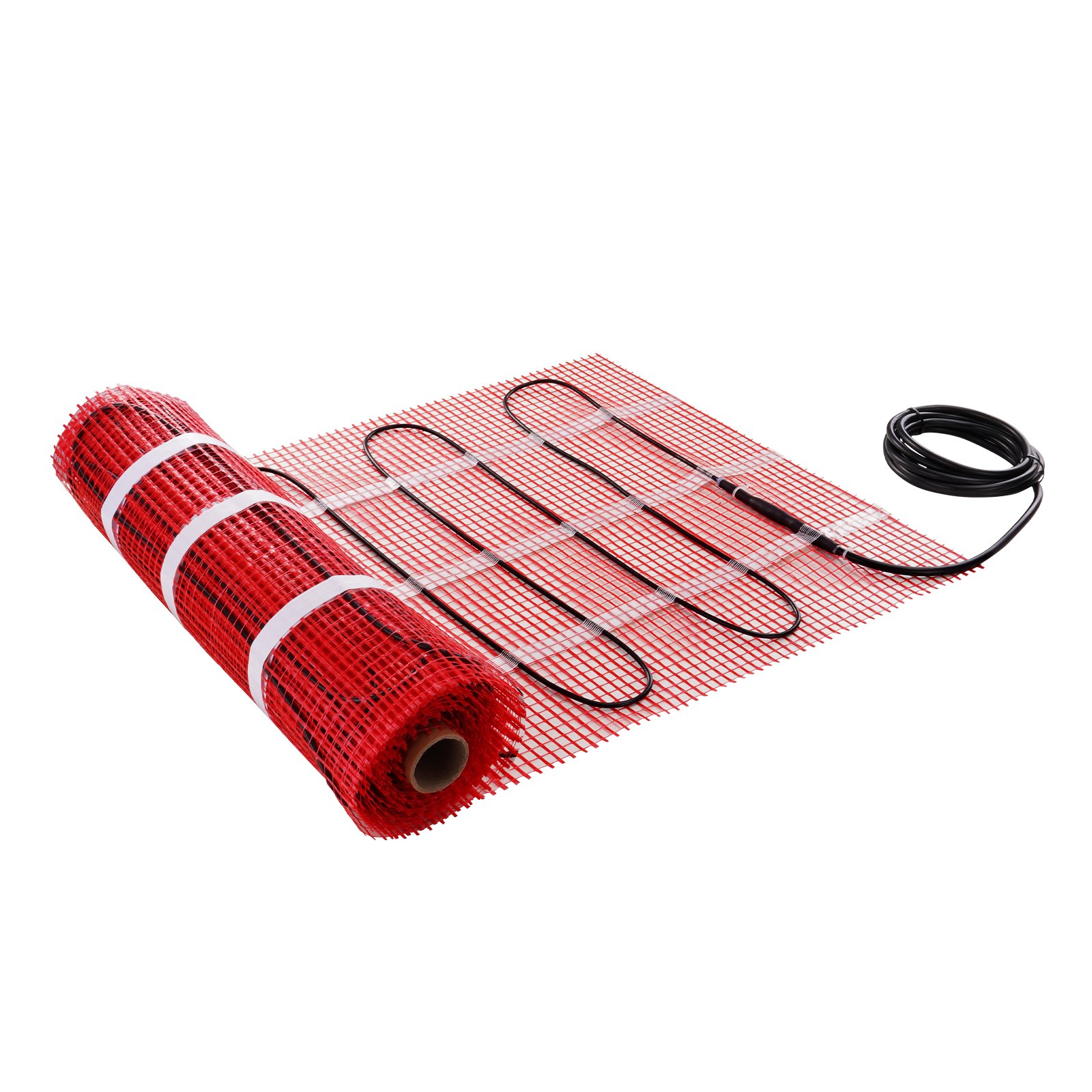 Alfombrilla de calefacción de suelo VEVOR, 30 pies cuadrados, sistema de calor radiante eléctrico en el suelo con termostato digital de detección de suelo, incluye monitor de instalación, parte trasera adhesiva para una fácil instalación en el suelo