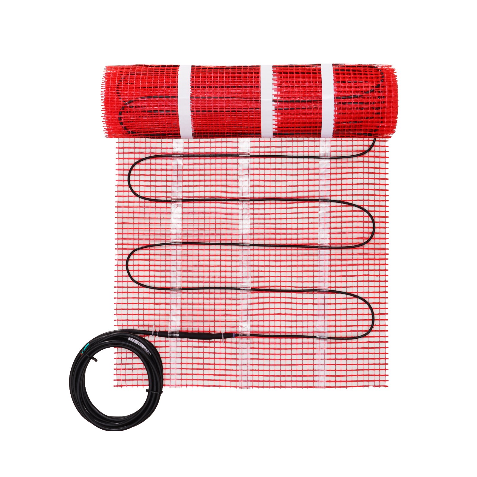 Alfombrilla de calefacción de suelo VEVOR, 30 pies cuadrados, sistema de calor radiante eléctrico en el suelo con termostato digital de detección de suelo, incluye monitor de instalación, parte trasera adhesiva para una fácil instalación en el suelo