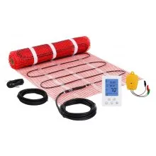 Alfombrilla de calefacción de suelo VEVOR, 20 pies cuadrados. pies, sistema de calefacción radiante eléctrico en el piso con termostato digital con sensor de piso, incluye monitor de instalación, parte trasera adhesiva para una fácil instalación en el piso