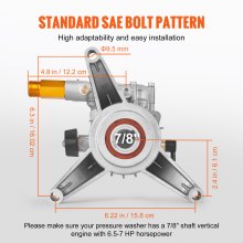 VEVOR Bomba de lavado a presión Bomba de lavado a presión 7/8" Eje vertical 3400 PSI 2.5GPM