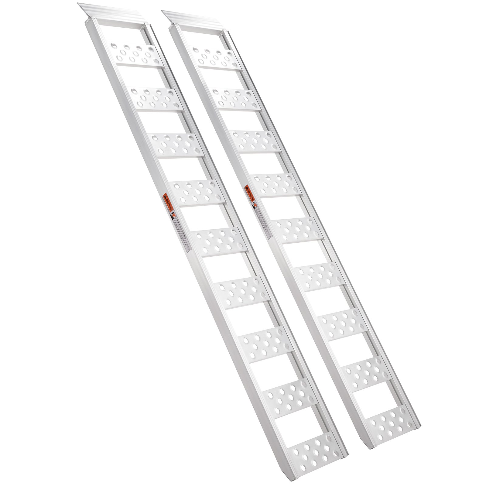Rampas de carga de aluminio VEVOR con escalones perforados y construcción robusta en par.