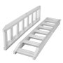Rampas de aluminio VEVOR con marco plateado resistente, mostradas en un par, ideales para cargar y descargar vehículos.