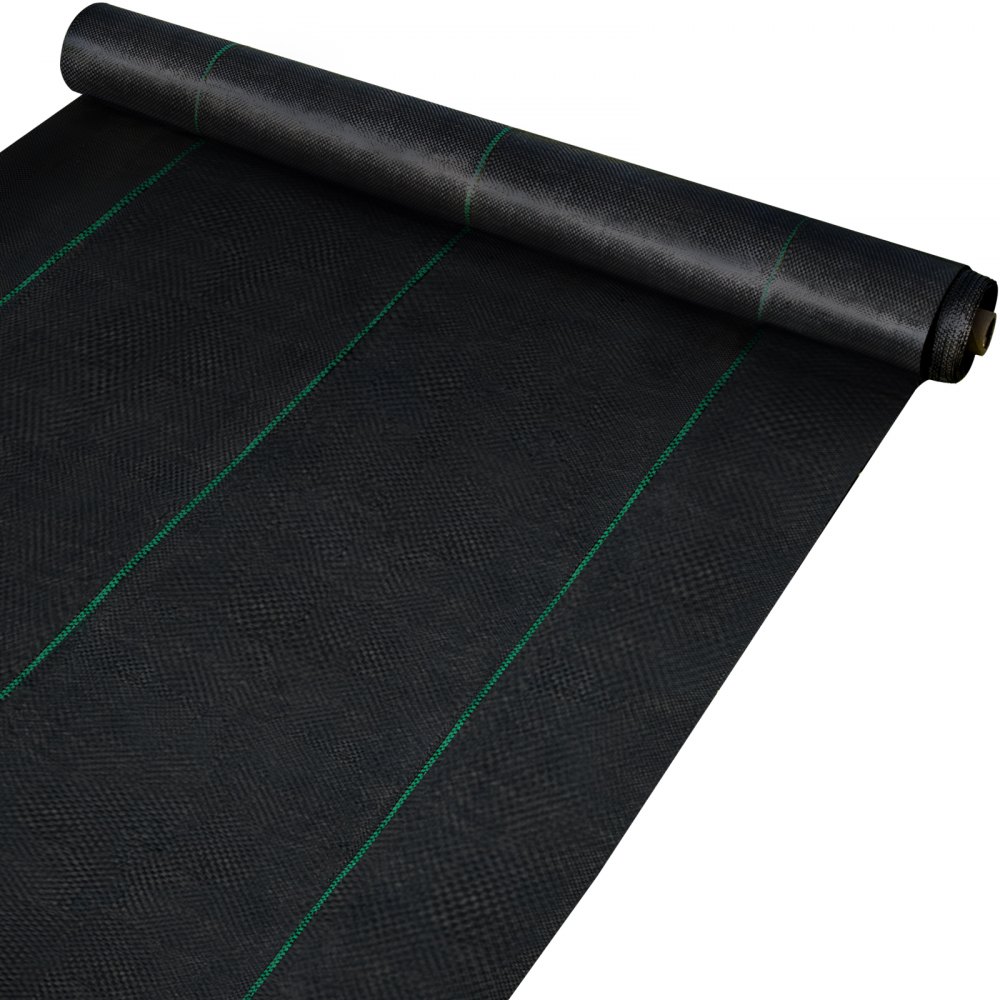 VEVOR - Tela antihierbas premium de 1,9 m x 91,4 m, resistente, 94 g, tejido de alta permeabilidad, ideal para parterres, geotextil para subsuelos y cobertura de suelo de polietileno.