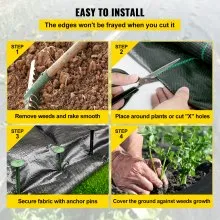 VEVOR 6FT300FT Premium Weed Barrier Fabric Heavy Duty 2.4OZ, Woven Weed Control Fabric, High Permeability Good for Flower Bed, Geotextile Fabric for Underlayment, Polyetileno Ground Cover
