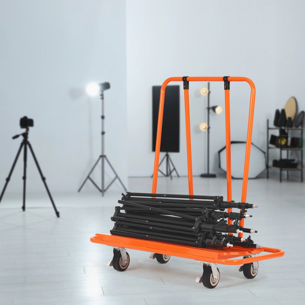Carro Para Transportar Paneles De Yeso Y Madera | Capacidad 1000 Kg | Con Ruedas De Nailon | Color Naranja | Fácil Montaje