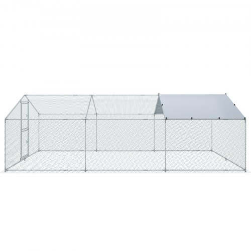 Gallinero De Exterior VEVOR 3x1.97x1.99 M - Estructura De Acero Galvanizado, Techo Impermeable, Para Pollos, Conejos Y Aves