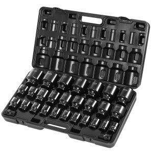 Cromo Vanadio Profesional Llaves De Vaso Con Extensiones Juego De 29 Piezas De Enchufes De Impacto 1/2 - Incluye Barras De Extensión, Medidas SAE Y Métricas Llave De Vaso Set 55 Piezas