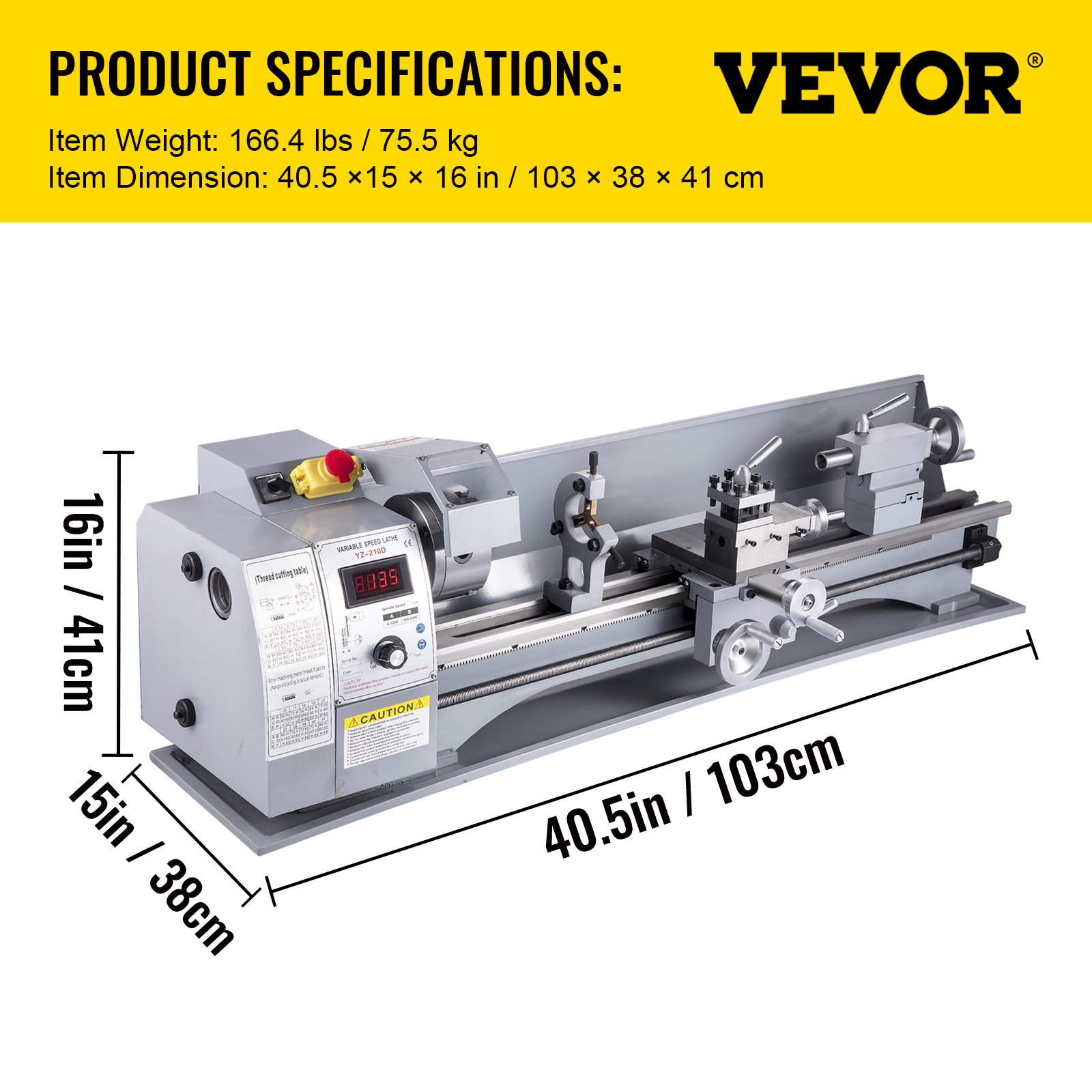 Torno De Metal Para Banco 220x450mm - 2500 RPM Velocidad Variable - Ideal Para Aficionados Y Talleres Pequeños