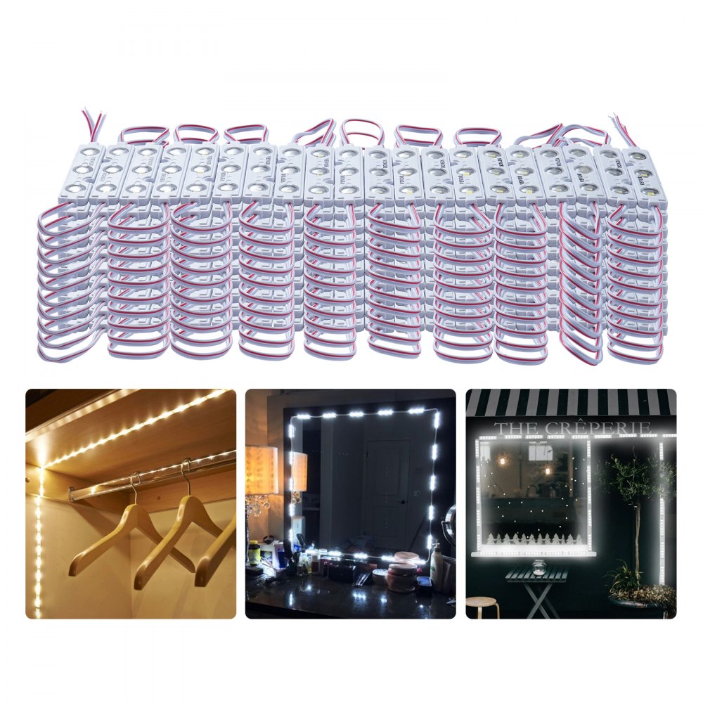 VEVOR 200 luces LED para escaparate, 108 pies CC 12 V, módulo de luces ...