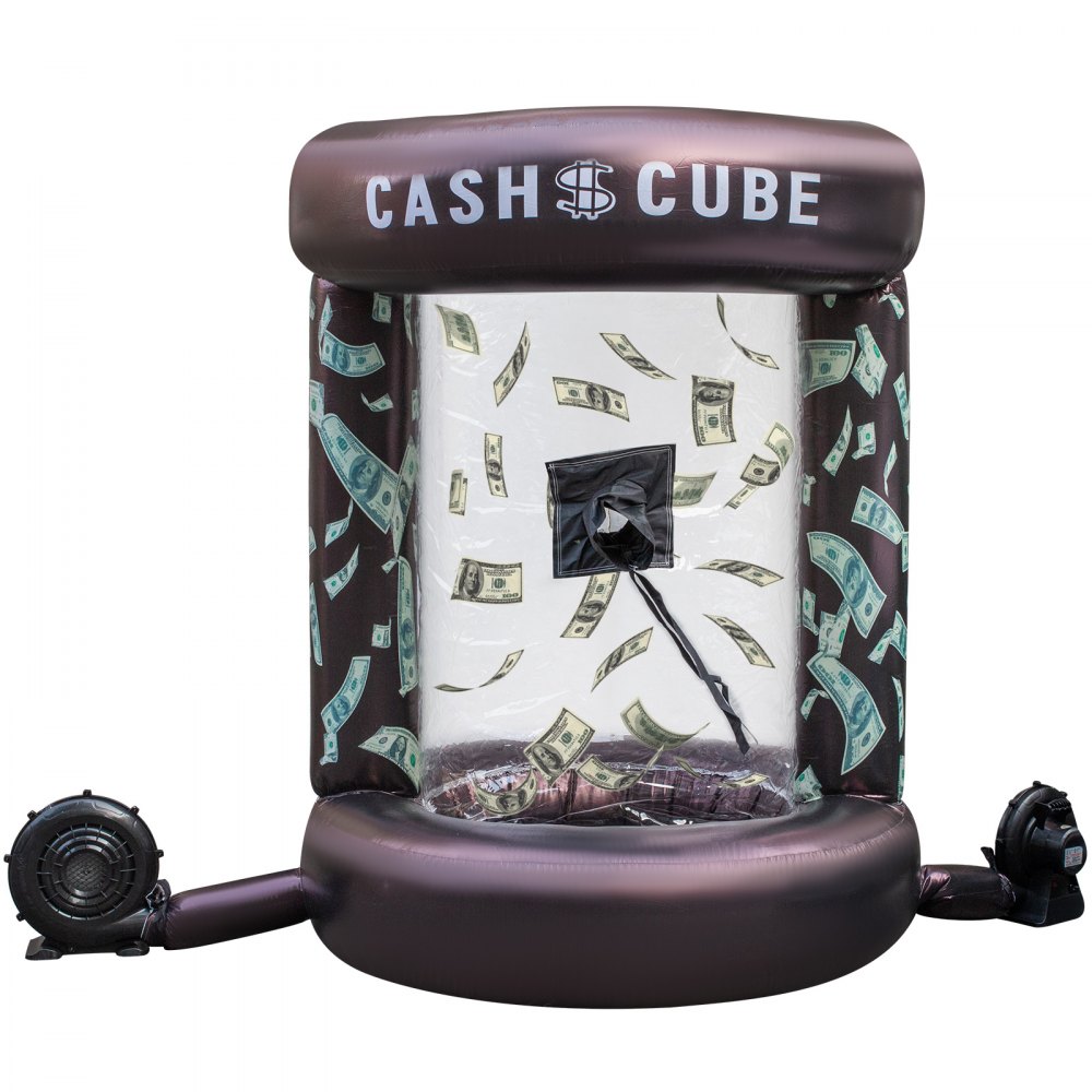 TONGFUSHE Cabina inflable de cubo de efectivo con 2 piezas de cubo soplador de dinero máquina de agarre de dinero tridimensional, actividad de juego inflable rápida (azul claro TONGFUSHE Cabina inflable de cubo de efectivo con 2 piezas de cubo soplador de dinero máquina de agarre de dinero tridimensional, actividad de juego inflable rápida (azul claro