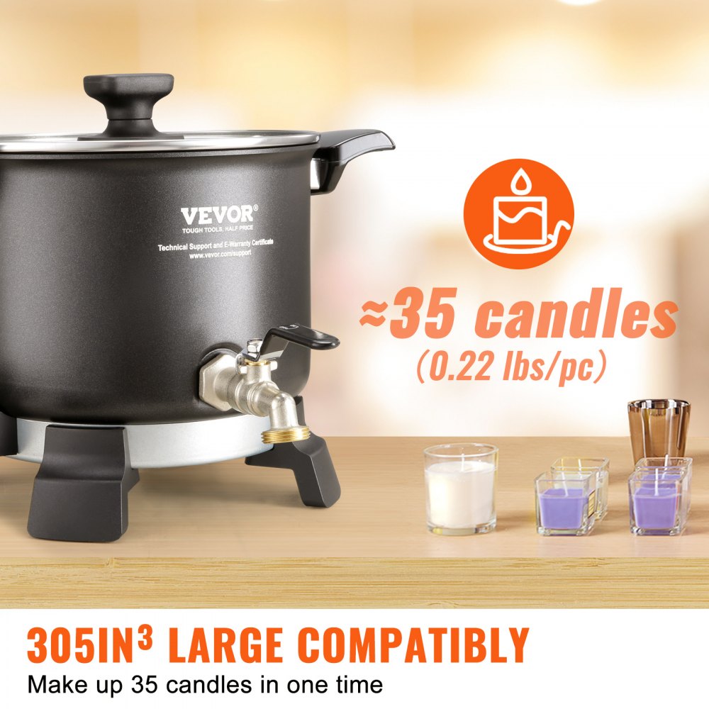 Derretidor De Cera Eléctrico SUNOYA - Olla De 900 Ml Con Placa Calefactora - Kit Para Hacer Velas