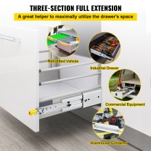 Guías Para Cajones Montadas En Suelo - Extensión Completa, Cierre Suave, Soporte 40 Kg, 500 Mm