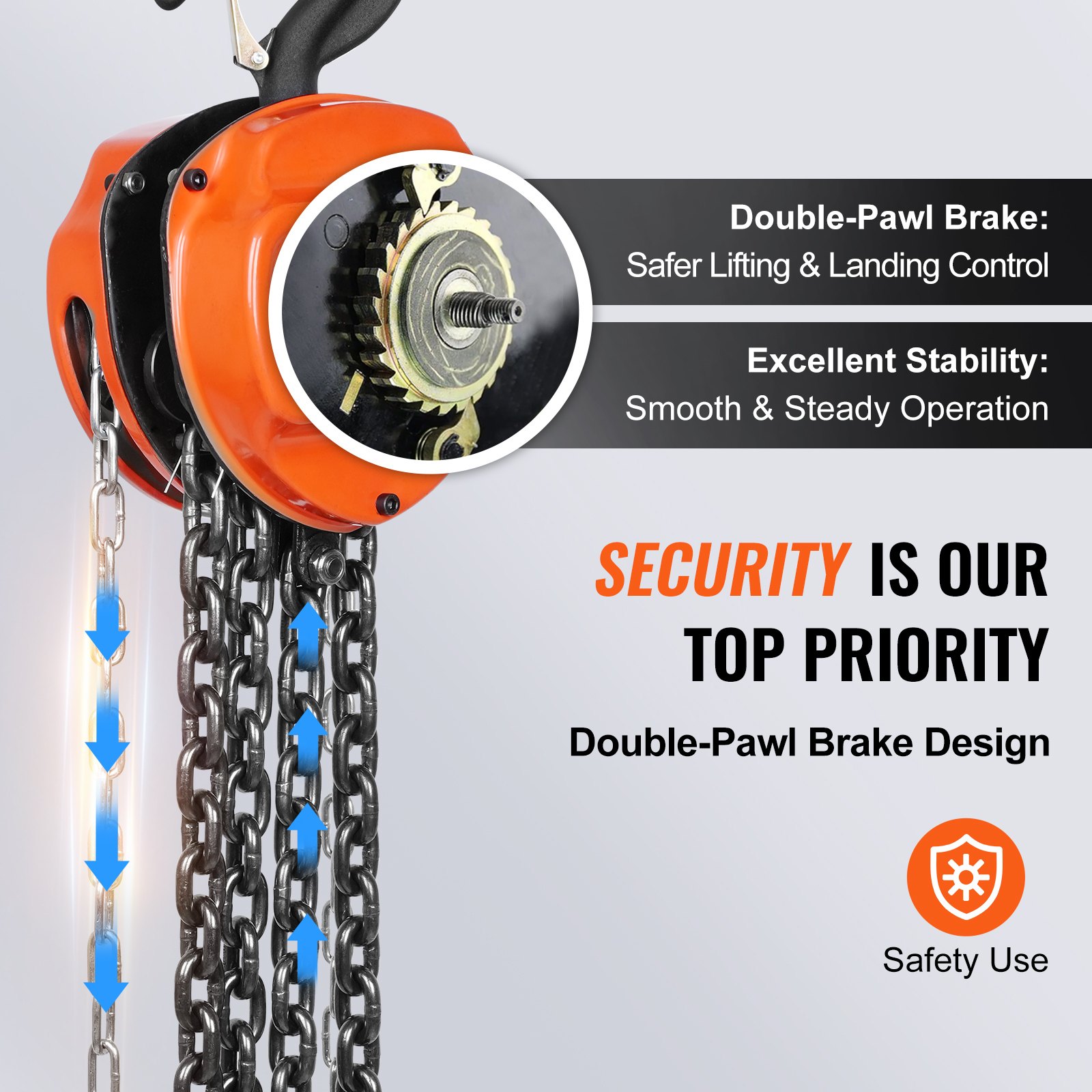 Tractel Polipasto De Cadena Manual | Capacidad De 2 Toneladas - 4000 Libras | Cadena De Acero De 20 Pies | Acero De Grado Industrial Para Construcción, Talleres Y Garajes | Tralift 41539
