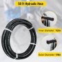 VEVOR Hydraulic Hose 50 Feet Rubber Hydraulic Hoses with 2 High-Tensile Steel Wire Braid, Inner Diameter 1/2 Inch, 5000 PSI Max, Bulk Hydraulic Hose -40 °F to 250 °F, Hydraulic Oil Flexible Hose