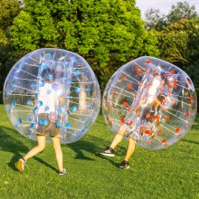 BuoQua 1PCS 1.2M Inflatable Bumper Football PVC Zorbing Ball Family Fun Zorb Ball Soccer Bubble for Adults or Child Outdoor Activity Transparent and Blue Dot
