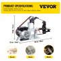 VEVOR 2Hp Belt Grinder Constant Speed 2 X 82 inch Belt Disc Sander with 3 Grinding Wheel 110V Bench Sander 12 inch Wheel and Flat Platen Tool Rest for Knife Making