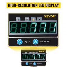 VEVOR 1000KG 2200LBS Digital LED Crane Scale 1T Heavy Duty Hanging Scale Silver Aluminum Digital Crane Scale LCD-display