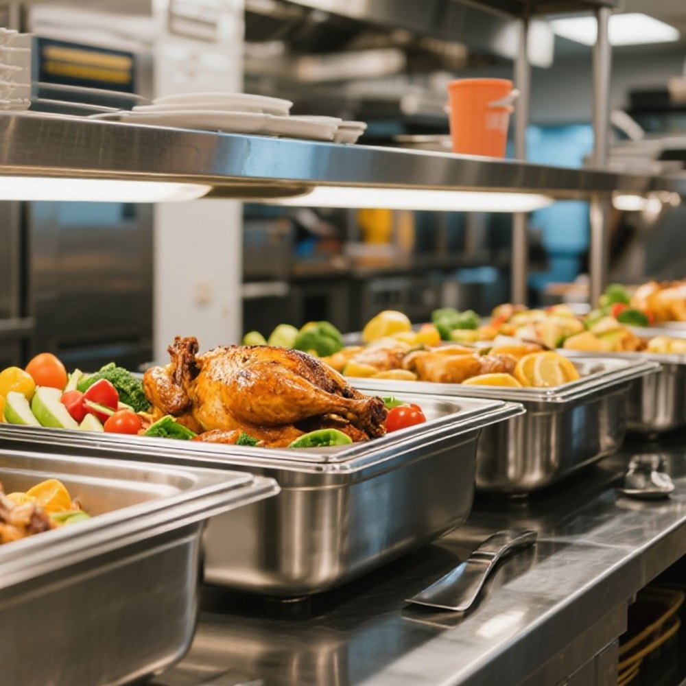 VEVOR Gastronormbak Hotelpan (Volledige maat) 1 verpakking 20,5 L container, herbruikbaar, roestvrij, cateringopslag, paneermeelbak, voedselcontainer voor feestrestaurants en hotelbuffetten