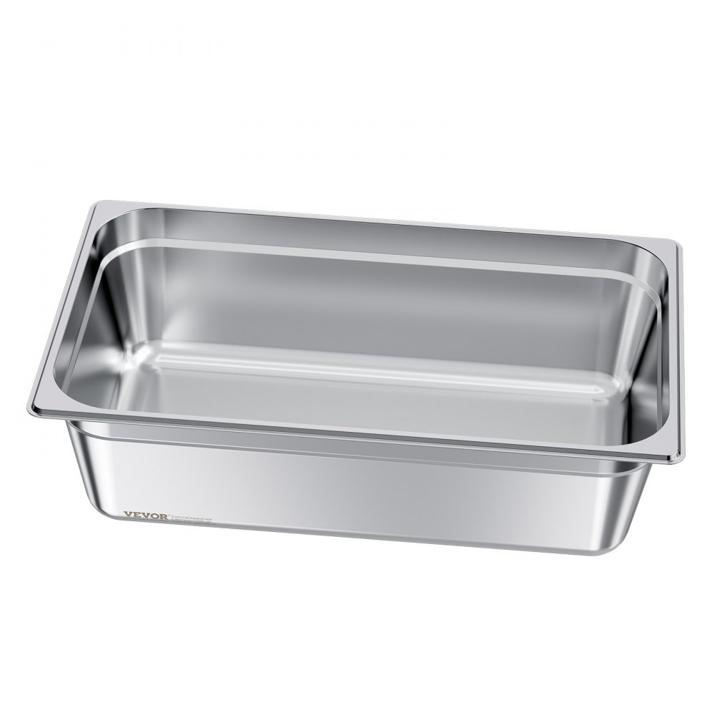 VEVOR Gastronormbak Hotelpan (Volledige maat) 1 verpakking 20,5 L container, herbruikbaar, roestvrij, cateringopslag, paneermeelbak, voedselcontainer voor feestrestaurants en hotelbuffetten