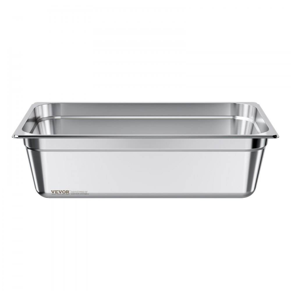 VEVOR Gastronormbak Hotelpan (Volledige maat) 1 verpakking 20,5 L container, herbruikbaar, roestvrij, cateringopslag, paneermeelbak, voedselcontainer voor feestrestaurants en hotelbuffetten