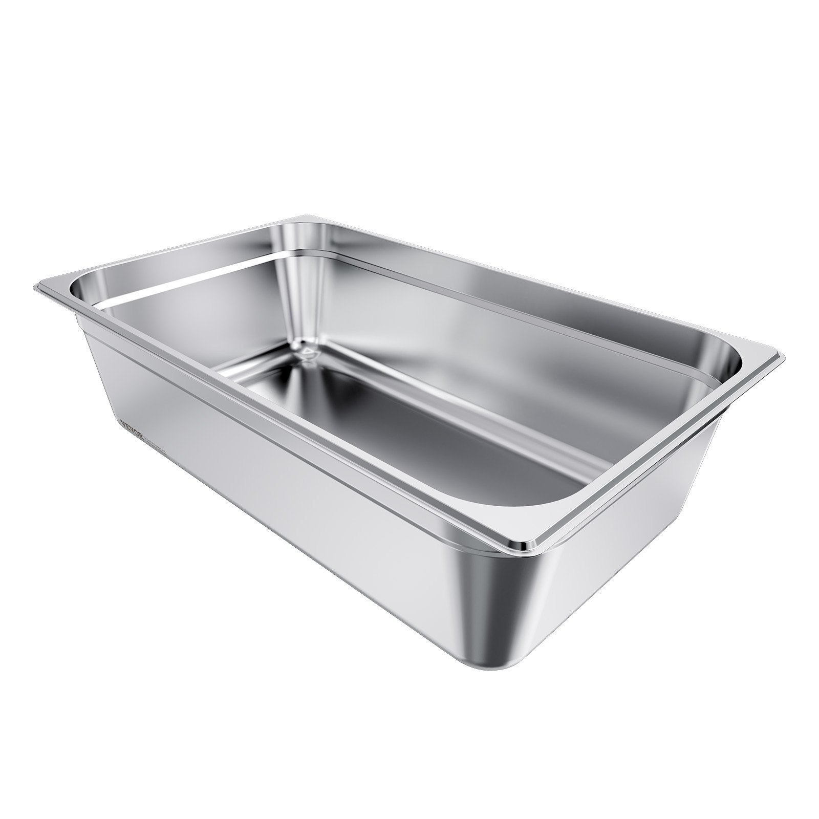 VEVOR Gastronormbak Hotelpan (Volledige maat) 1 verpakking 20,5 L container, herbruikbaar, roestvrij, cateringopslag, paneermeelbak, voedselcontainer voor feestrestaurants en hotelbuffetten