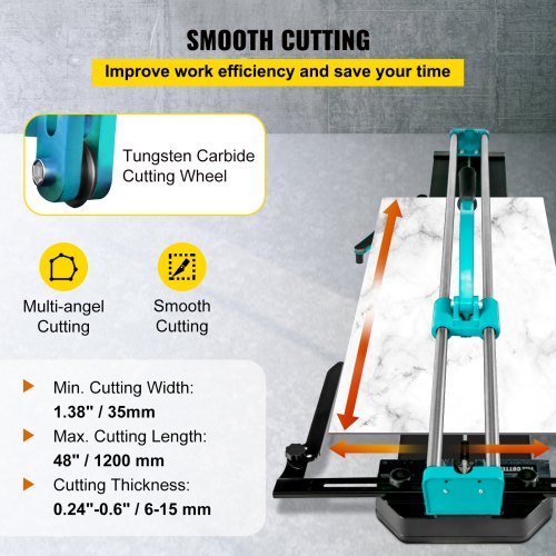 48" Manual Tile Cutter Cutting Machine 2.4"-6" Thickness Steel For Large Tile