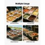 VEVOR Gastronormbak Hotelpan (1/2 maat) 6-pack 6 L, herbruikbare bakjes (98 mm diep), roestvrijstalen cateringopslag, paneermeelbak, voedselcontainer voor feestrestaurantbuffet