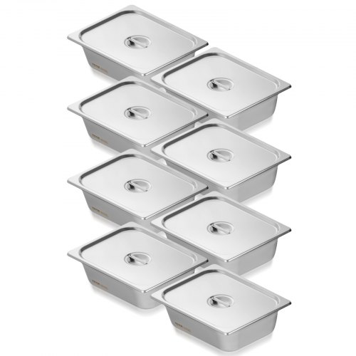 VEVOR 8 x hotelpannen gastronorm bakken RVS 1/2 maat 326x266x102mm
