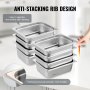 VEVOR hotel pans with anti-stacking rib design for easy separation and enhanced durability.