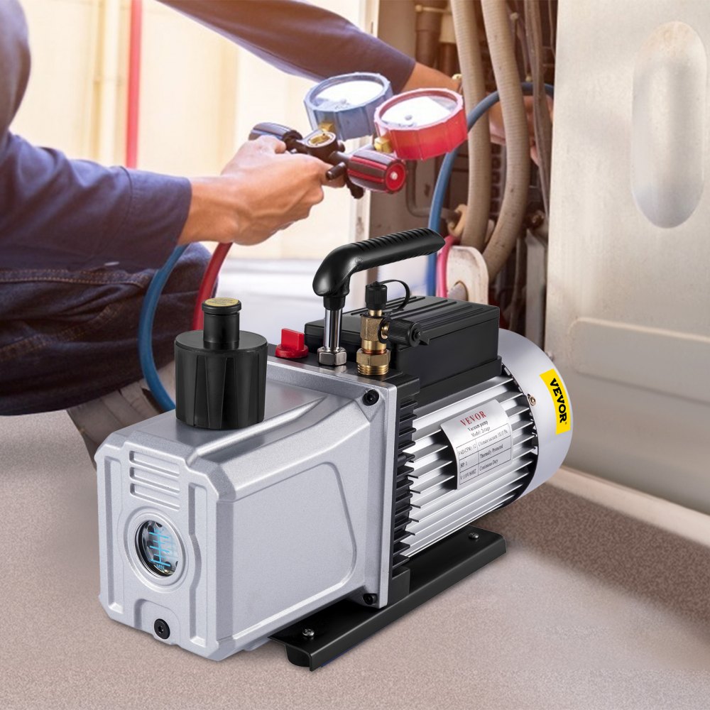 VEVOR Vacuümpomp 12CFM Negatieve drukpomp 1HP 5 Pa Hoog rendement vacuümpomp Ideaal voor huishoudelijke airconditioning, auto-onderhoud, vacuümverpakking