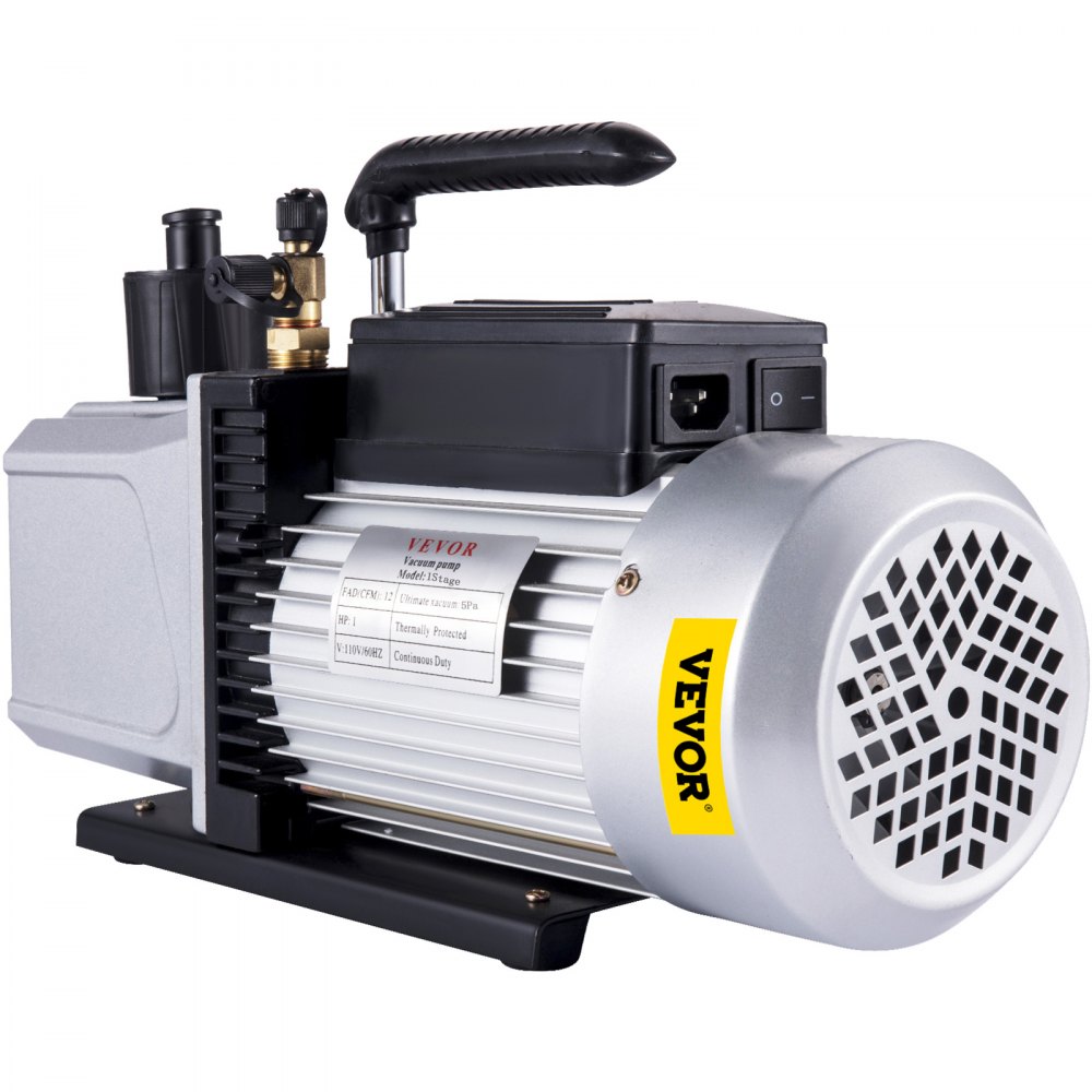 VEVOR Vacuümpomp 12CFM Negatieve drukpomp 1HP 5 Pa Hoog rendement vacuümpomp Ideaal voor huishoudelijke airconditioning, auto-onderhoud, vacuümverpakking