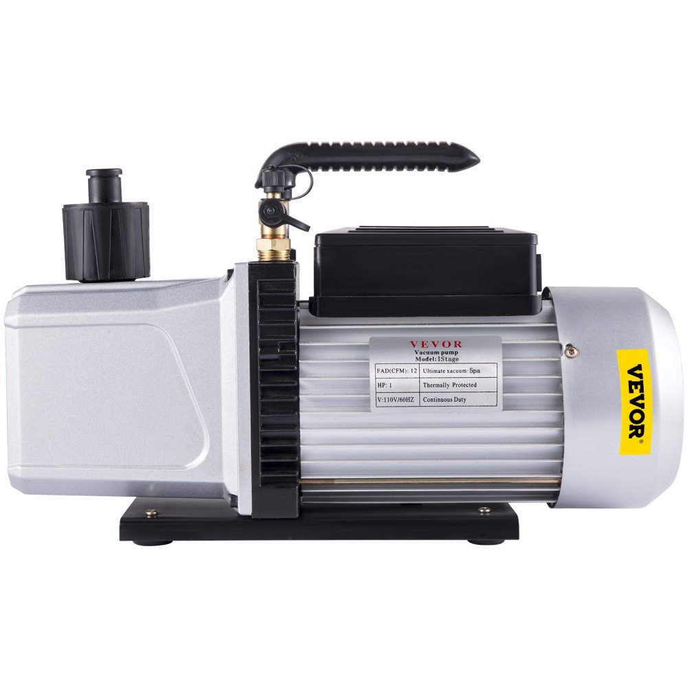 VEVOR Vacuümpomp 12CFM Negatieve drukpomp 1HP 5 Pa Hoog rendement vacuümpomp Ideaal voor huishoudelijke airconditioning, auto-onderhoud, vacuümverpakking