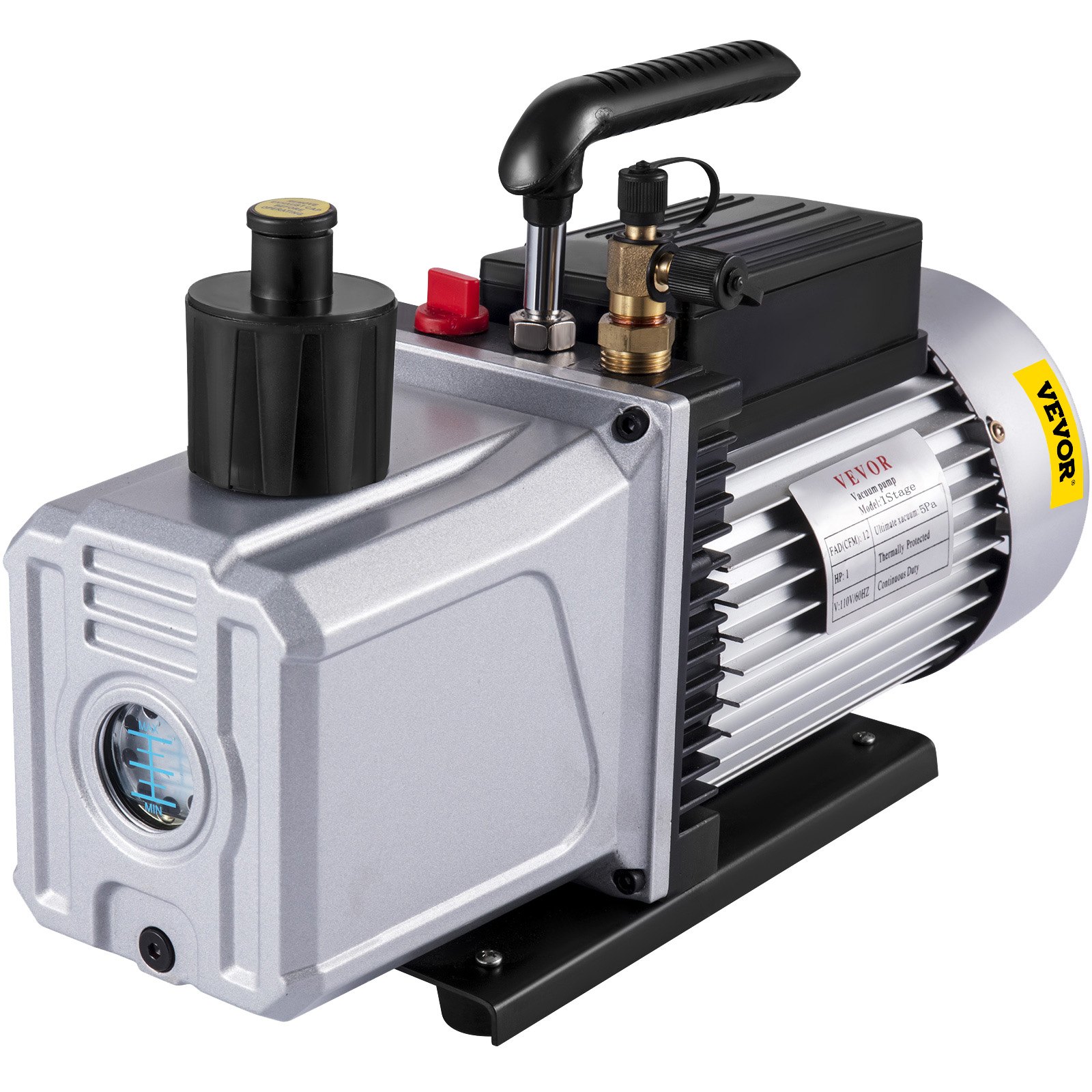 VEVOR Vacuümpomp 12CFM Negatieve drukpomp 1HP 5 Pa Hoog rendement vacuümpomp Ideaal voor huishoudelijke airconditioning, auto-onderhoud, vacuümverpakking