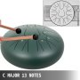 Steel Drum 13 Notes Percussion Instrument 12 Inches Tongue Drum, Steel Tongue Drum, Steel Drums Instruments With Bag, Book, Mallets, Mallet Bracket, Hang Pan Drum Instrument, Mineral Green