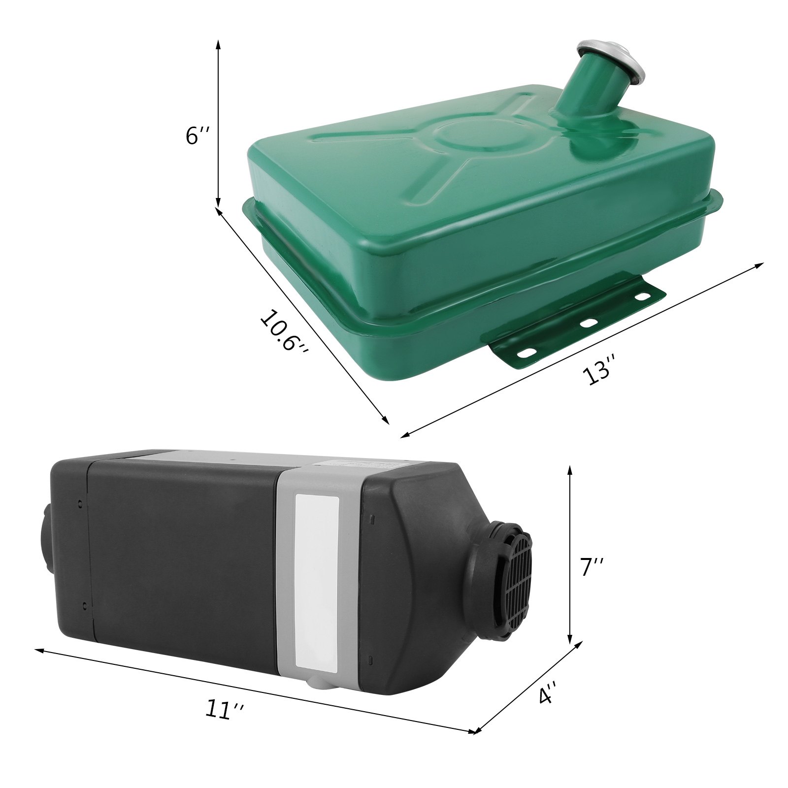 NIEUW 12 Volt 2KW Diesel Luchtverwarmer Metalen tank 2 x ontluchting, kanaal, uitlaat