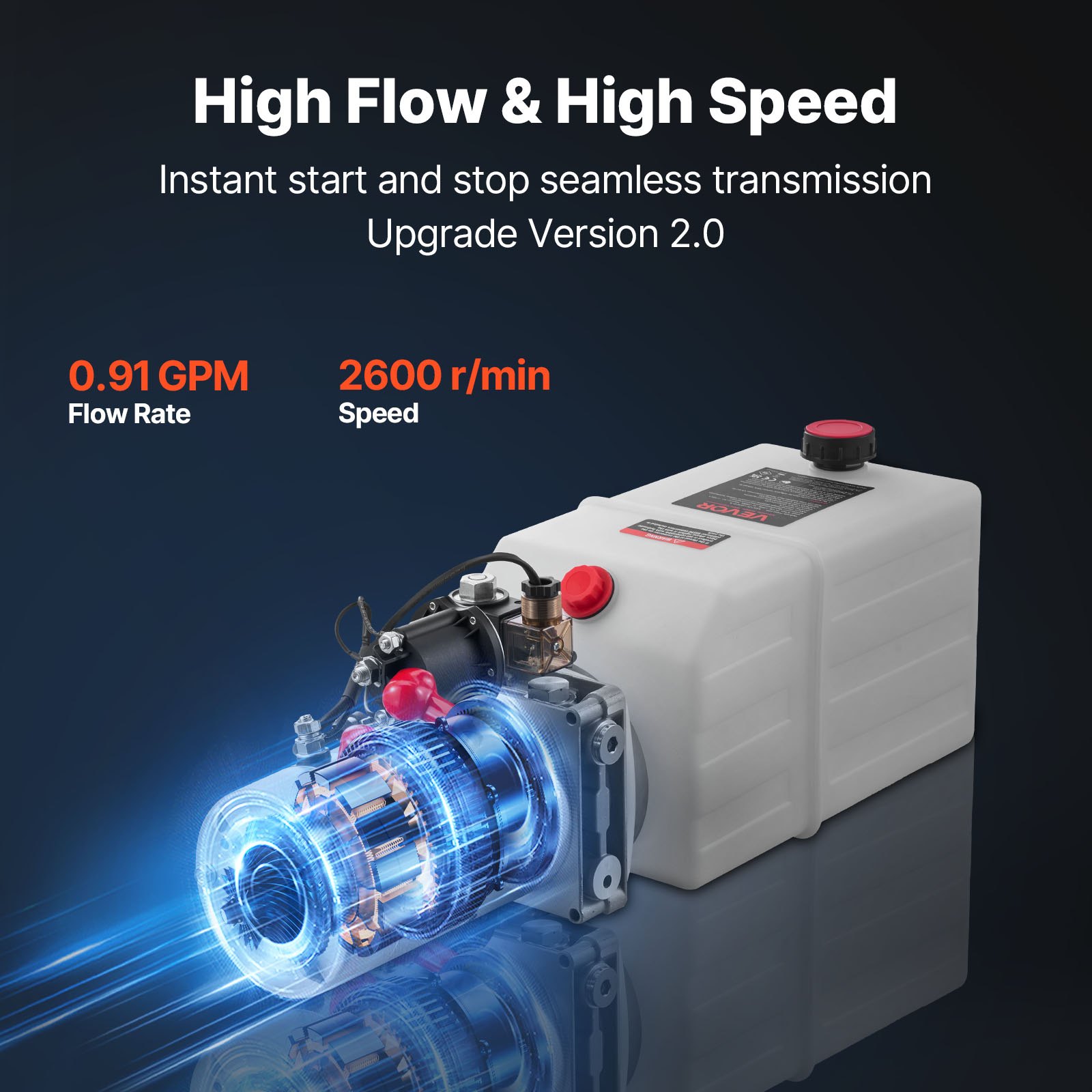 VEVOR 7 L Hydraulic Power Unit, Single Acting Dump Trailer Pump, 22 MPa Max Relief Pressure & 3.4 L/min Flow Rate, DC 12V Hydraulic Pump with Metal Reservoir for Dump Trailer Car Lifting