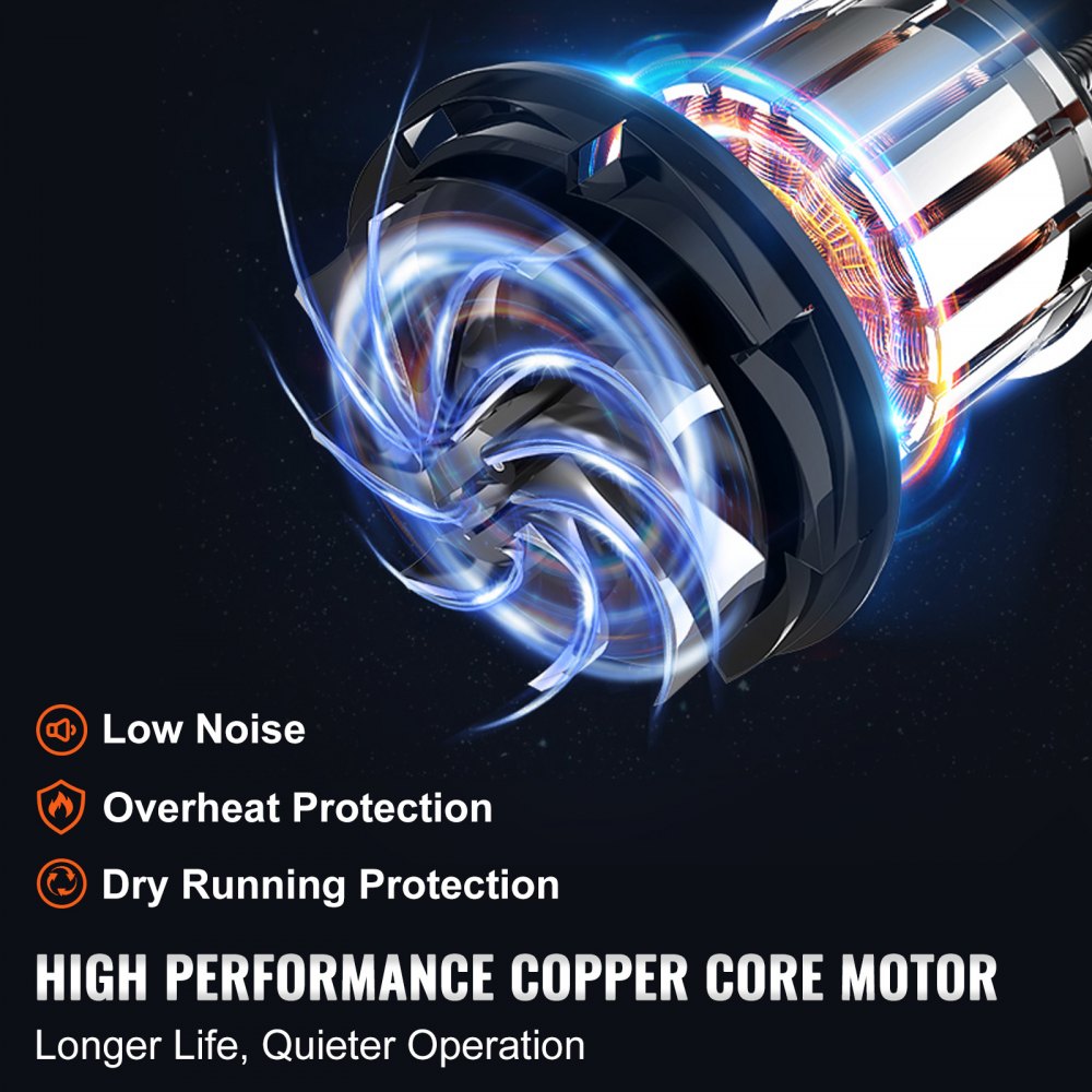 VEVOR Draagbare vuilwaterpomp, 12V, 45L/min rioolwaterpomp, maceratorpomp met verwijderbare snelkoppelingsklep, metalen slangklem, netsnoer, voor camper, boot, boot en camper