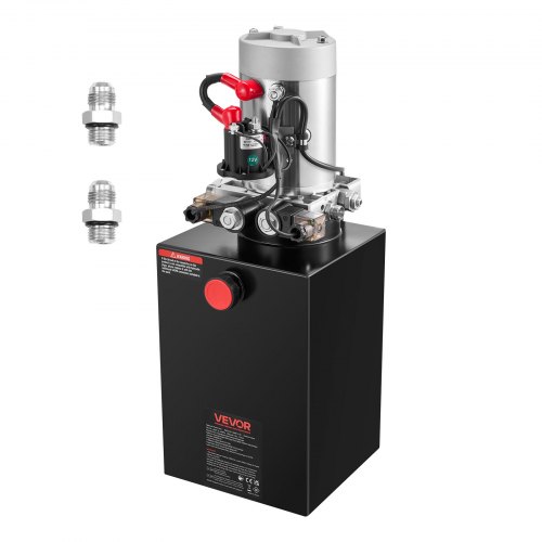 VEVOR 12 Qt hydraulische krachtbron, dubbelwerkende kipperaanhangerpomp, maximale openingsdruk 22 MPa en debiet 3,4 l/min, 12 V DC hydraulische pomp met metalen reservoir voor kipperaanhangers, zwart