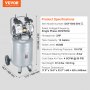 VEVOR air compressor 49L whisper compressor 2HP air pump oil-free 8bar compressor single phase noise level ≤63dB Ideal for inflating tires, car repairs, painting, woodwork