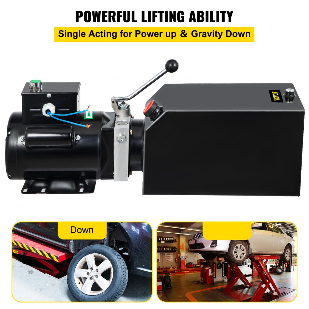 Mophorn Hydraulic Pump 14 Quart Hydraulic Power Unit 2950 PSI Car Lift Hydraulic Pack Dump Trailer 230V 60Hz 1 PH Auto Repair Shop with Oil Reservoir Tank