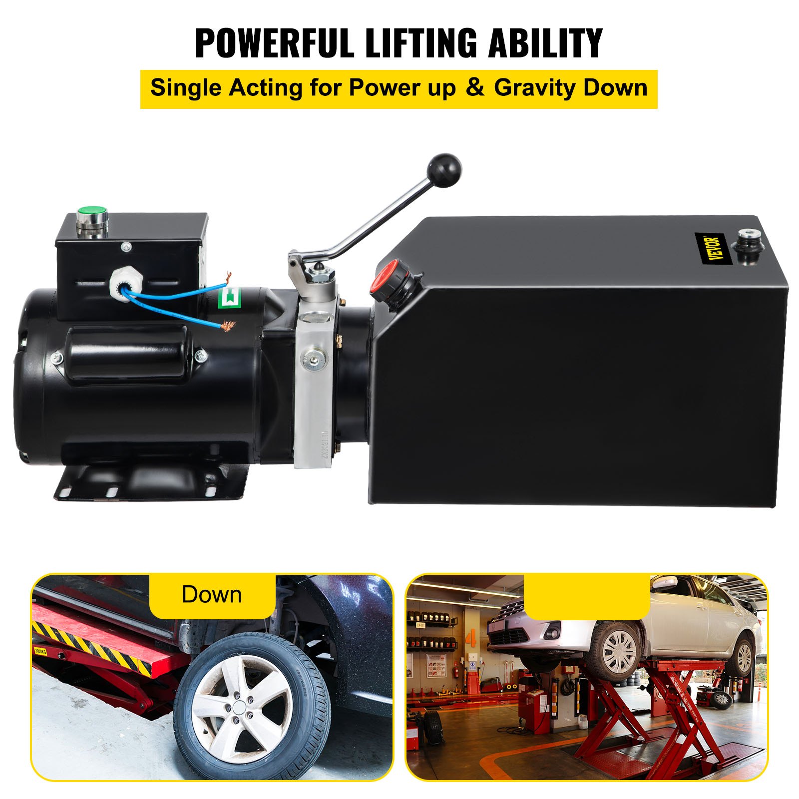 Mophorn Hydraulic Pump 14 Quart Hydraulic Power Unit 2950 PSI Car Lift Hydraulic Pack Dump Trailer 230V 60Hz 1 PH Auto Repair Shop with Oil Reservoir Tank