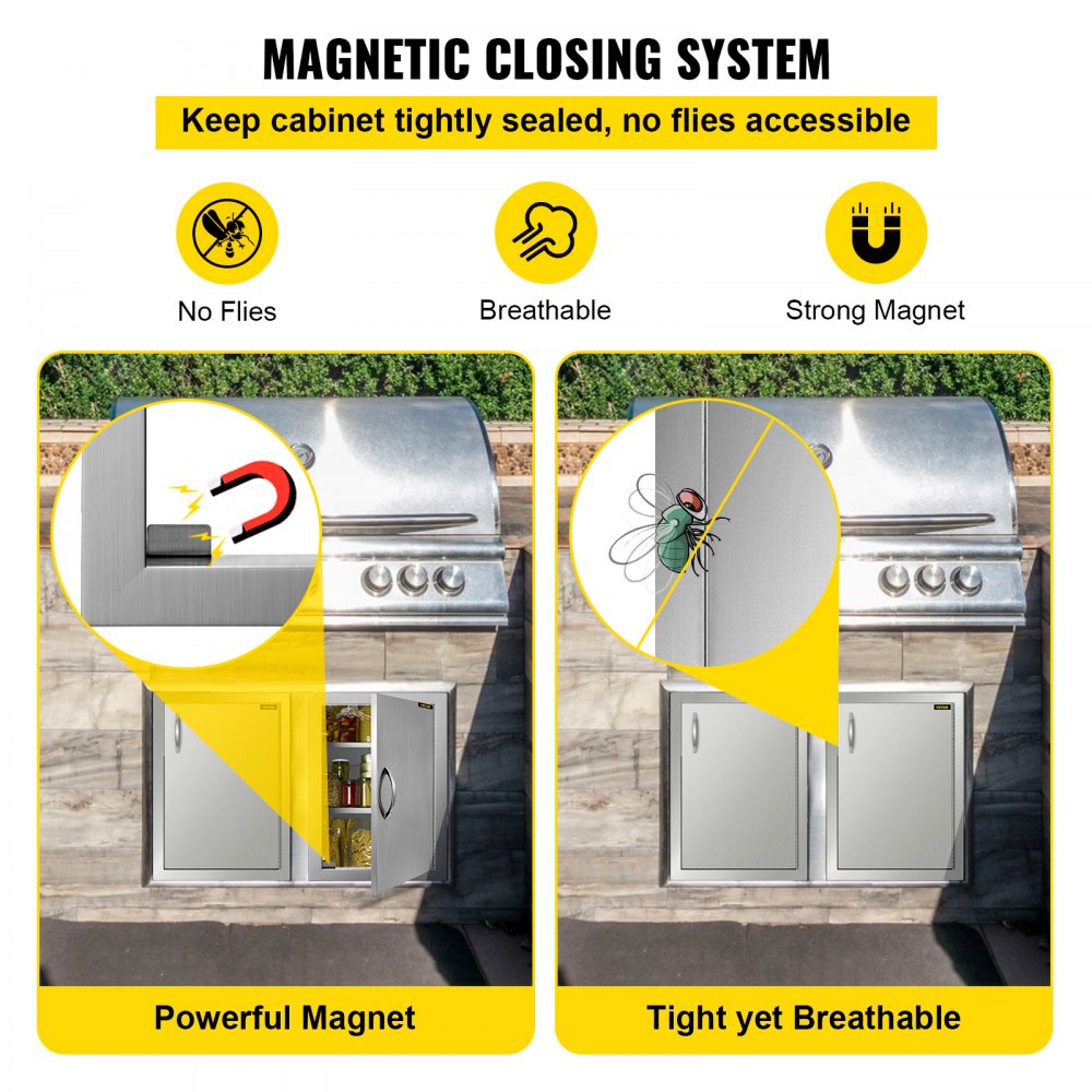 35X50cm Verticale BBQ-deur Roestvrijstalen enkele deur Dubbele wand & SS-handvat