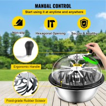 Professional 16" Bowl Leaf Trimmers Hydroponics Stainless Steel Plant Bud Spin W/ Wire Blades