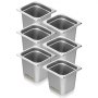 VEVOR Gastronormbak, roestvrijstalen bak, 6-pack, 1/6-formaat, 178 x 168 x 160 mm, voedselbak, commerciële stoompan, warmhoudbak voor voedsel, gebak, hotelpan, tafelvoedselpan, buffet