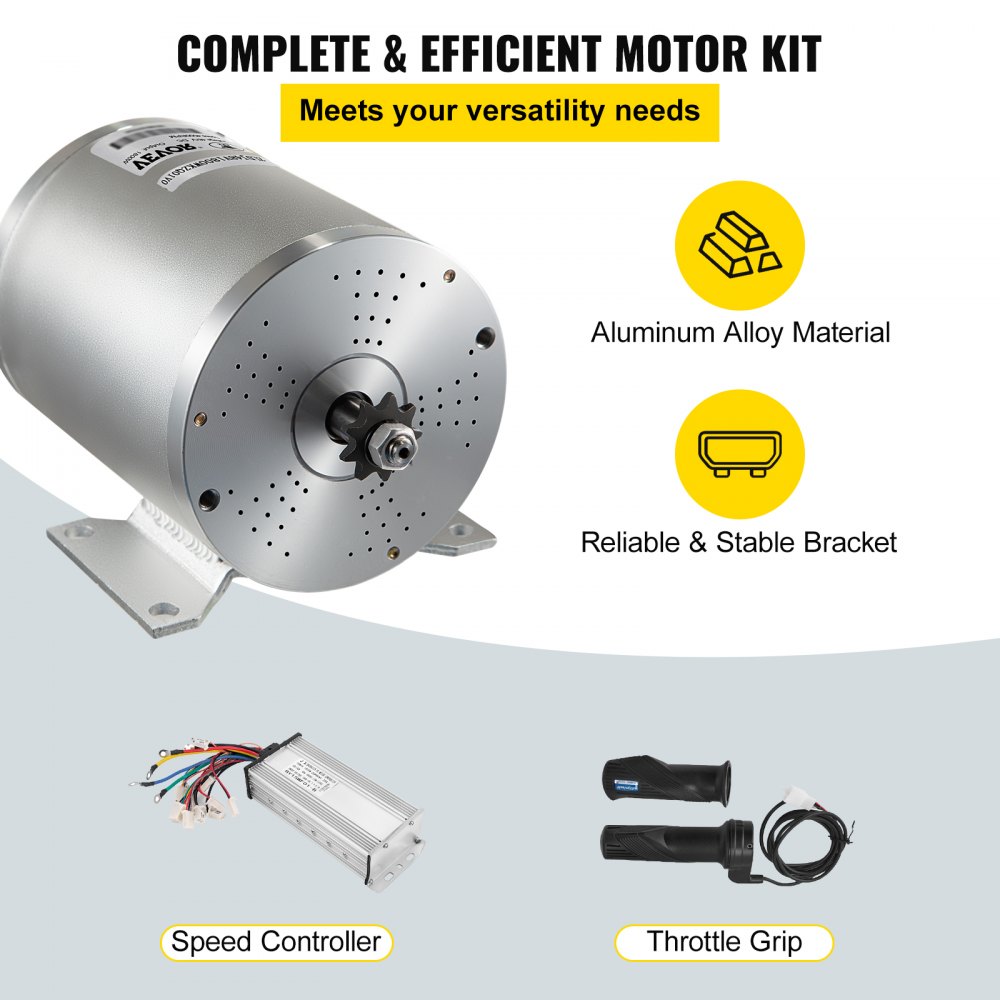 Mophorn 1800w electric brushless dc motor kit 48V, brushless motor dc High Speed Brushless Motor with 32A Speed Controller and Throttle Grip Kit