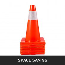 VEVOR-pakket van 12 18 inch verkeerskegels, veiligheidsstraatparkeerkegels met PVC-basis, oranje verkeerskegels met reflecterende kraag, gevaarlijke constructiekegels voor huishoudelijk parkeren